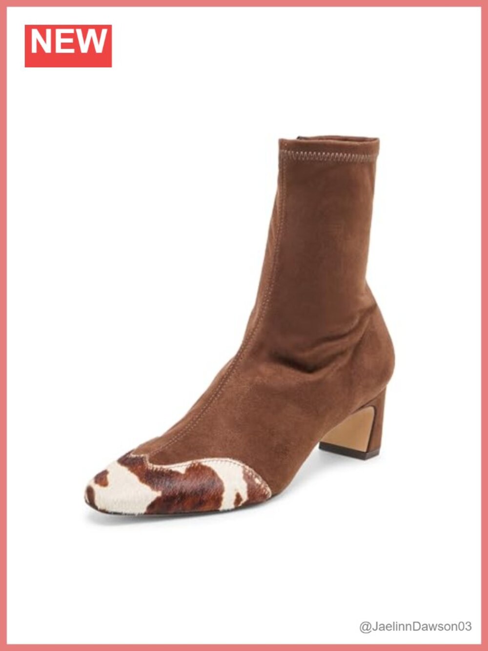 Ankle Bootie Leather Block Heel Western Toe Mid-Top Boots